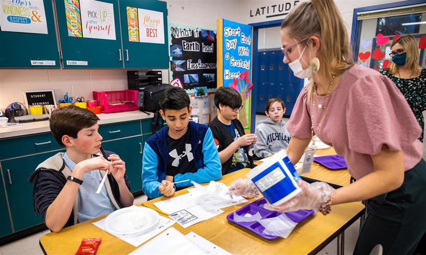 Students enjoy a science experiment